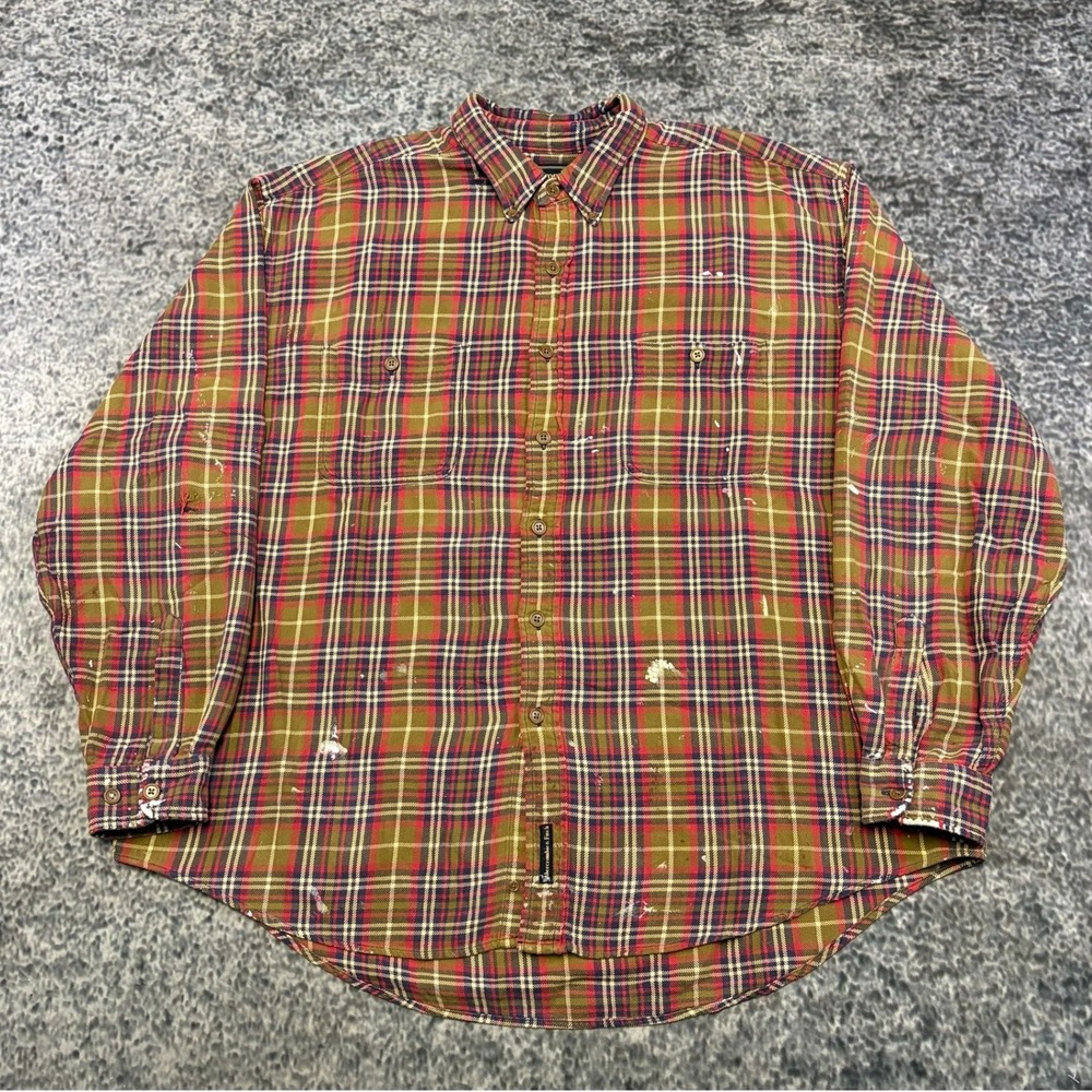 VTG Abercrombie & Fitch Plaid Flannel Long Sleeve Shirt XL Distressed Outdoor